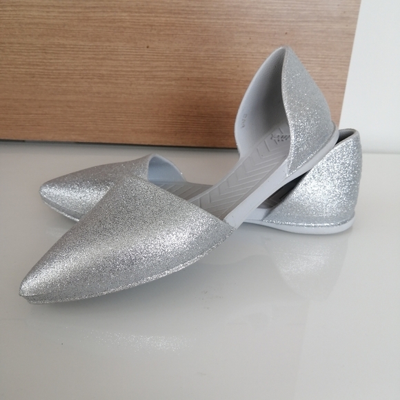 Native Audrey Bling D'Orsay Silver Glitter Sparkle Slip On Flats 8 - Picture 15 of 16